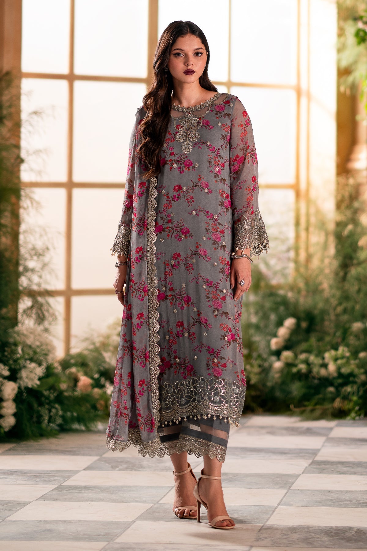 3-PC Unstitched Embroidered Chiffon VSL5-05