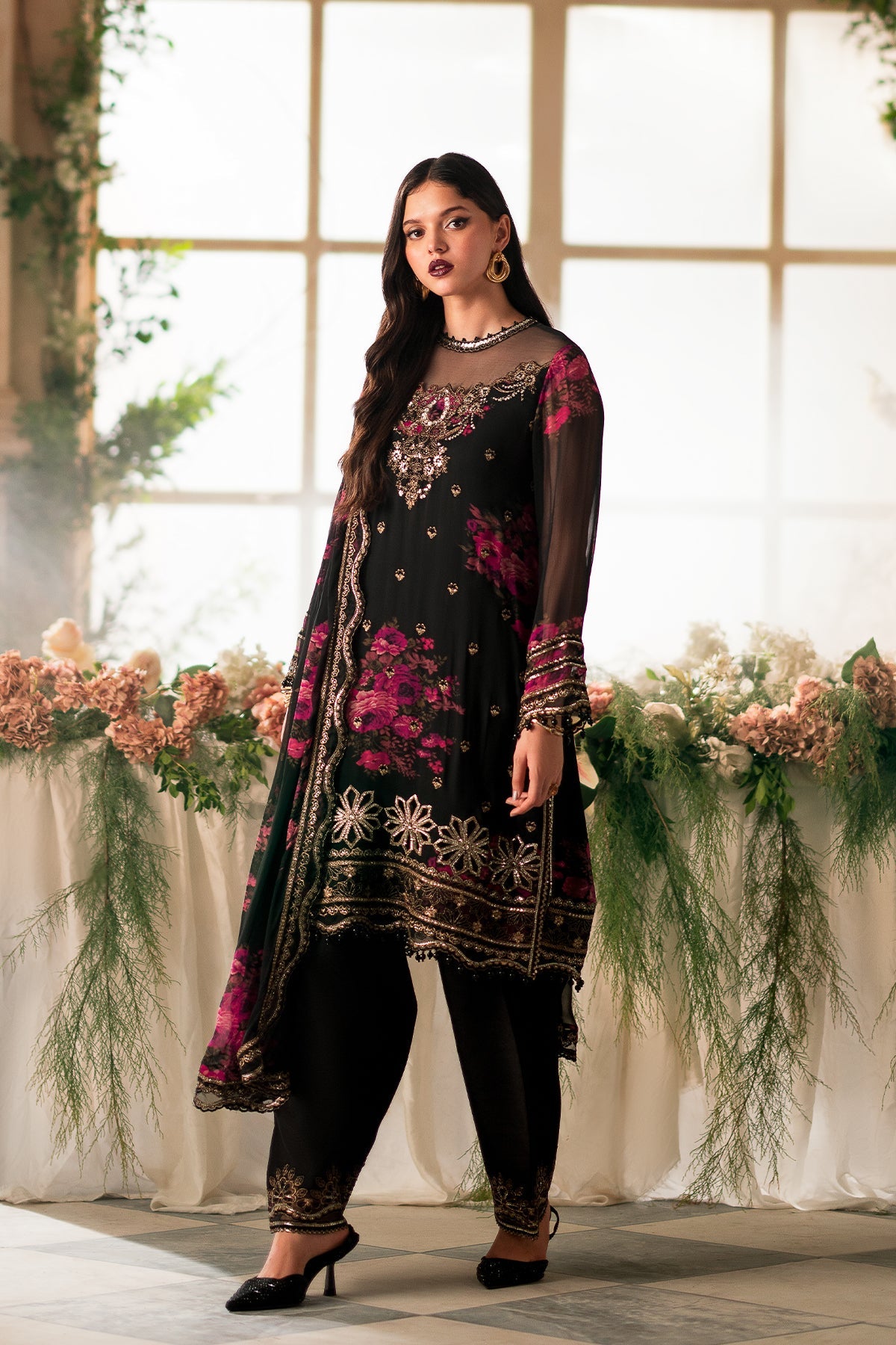 3-PC Unstitched Embroidered Chiffon VSL5-09