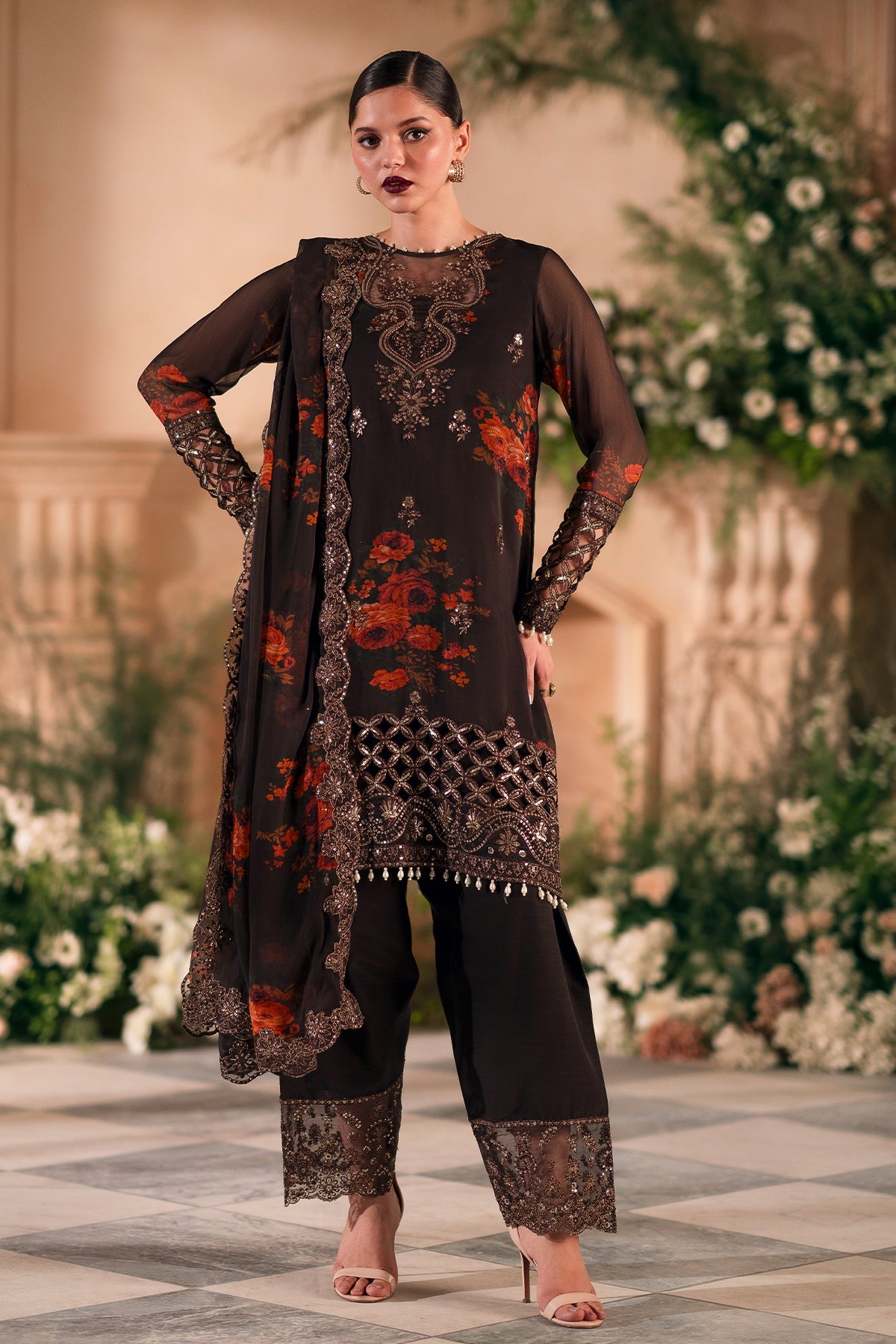 3-PC Unstitched Embroidered Chiffon VSL5-04