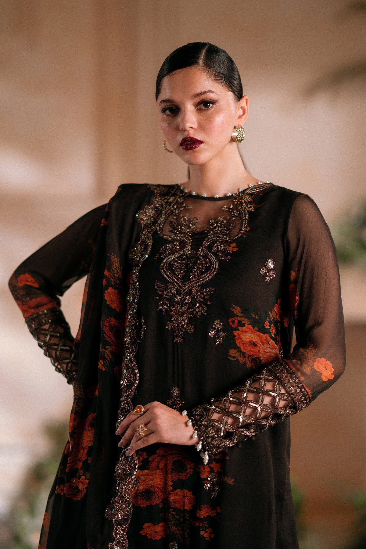 3-PC Unstitched Embroidered Chiffon VSL5-04