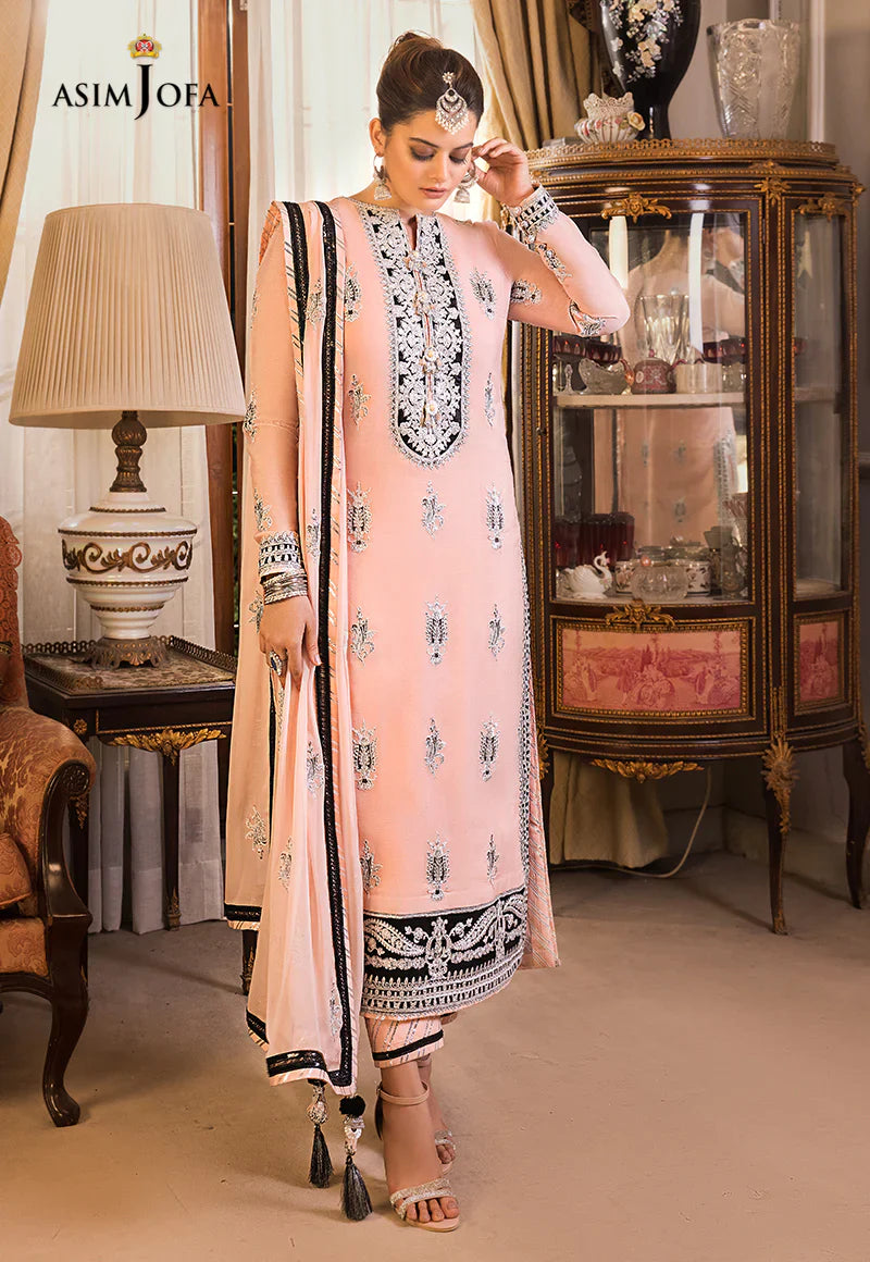 Maahru & Noorie by Asim Jofa Unstitched 3 Piece Embroidered Cotton Suit AJ23MN AJSM-10 - Festive Collection Brand Mafia by Zonash