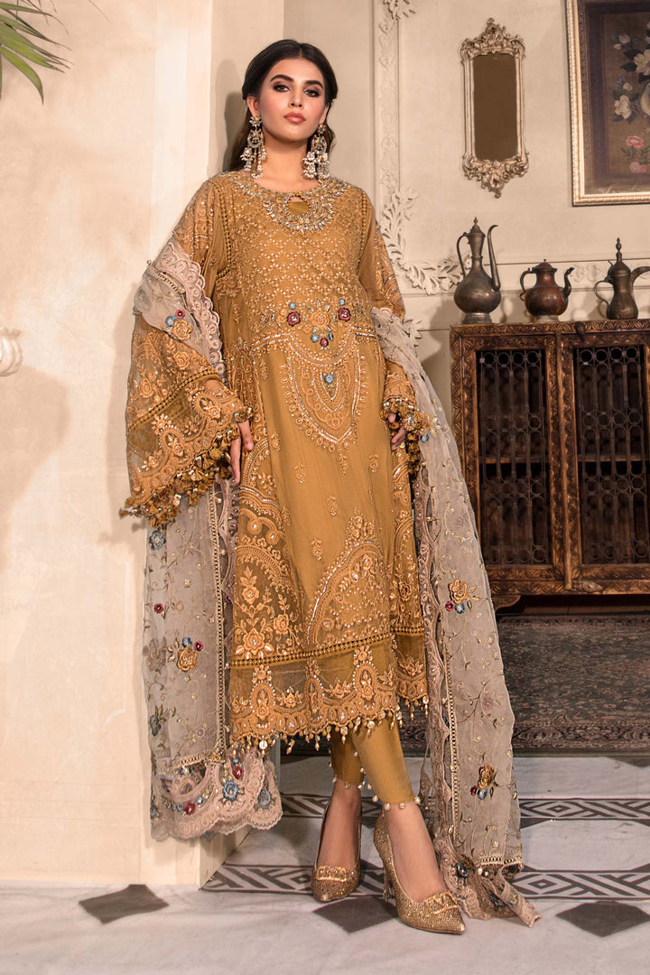 Maria B Embroidered Chiffon Suits Unstitched 4 Piece D6 - Luxury Collection Brand Mafia by Zonash