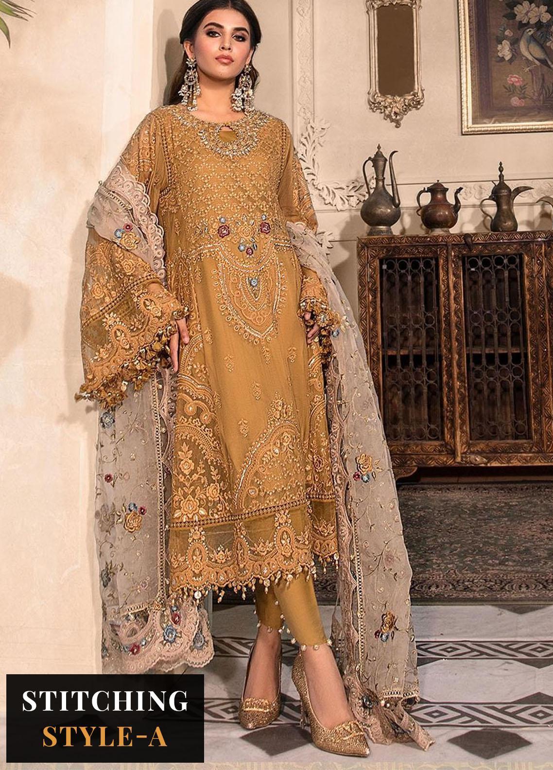 Maria B Embroidered Chiffon Suits Unstitched 4 Piece D6 - Luxury Collection Brand Mafia by Zonash