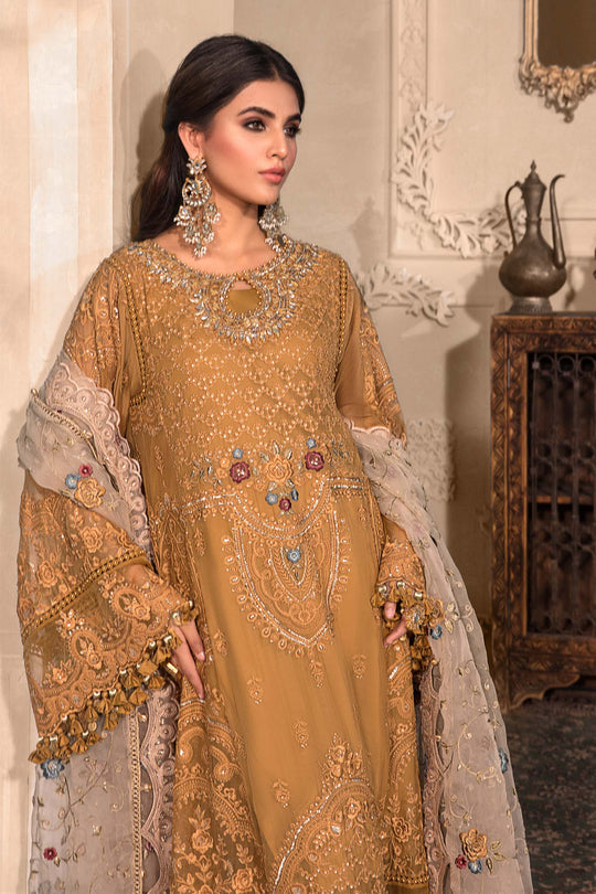 Maria B Embroidered Chiffon Suits Unstitched 4 Piece D6 - Luxury Collection Brand Mafia by Zonash