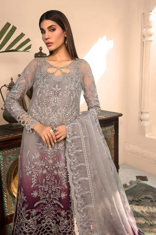 Maria B Embroidered Organza Suits Unstitched 4 Piece D5 - Luxury Collection Brand Mafia by Zonash