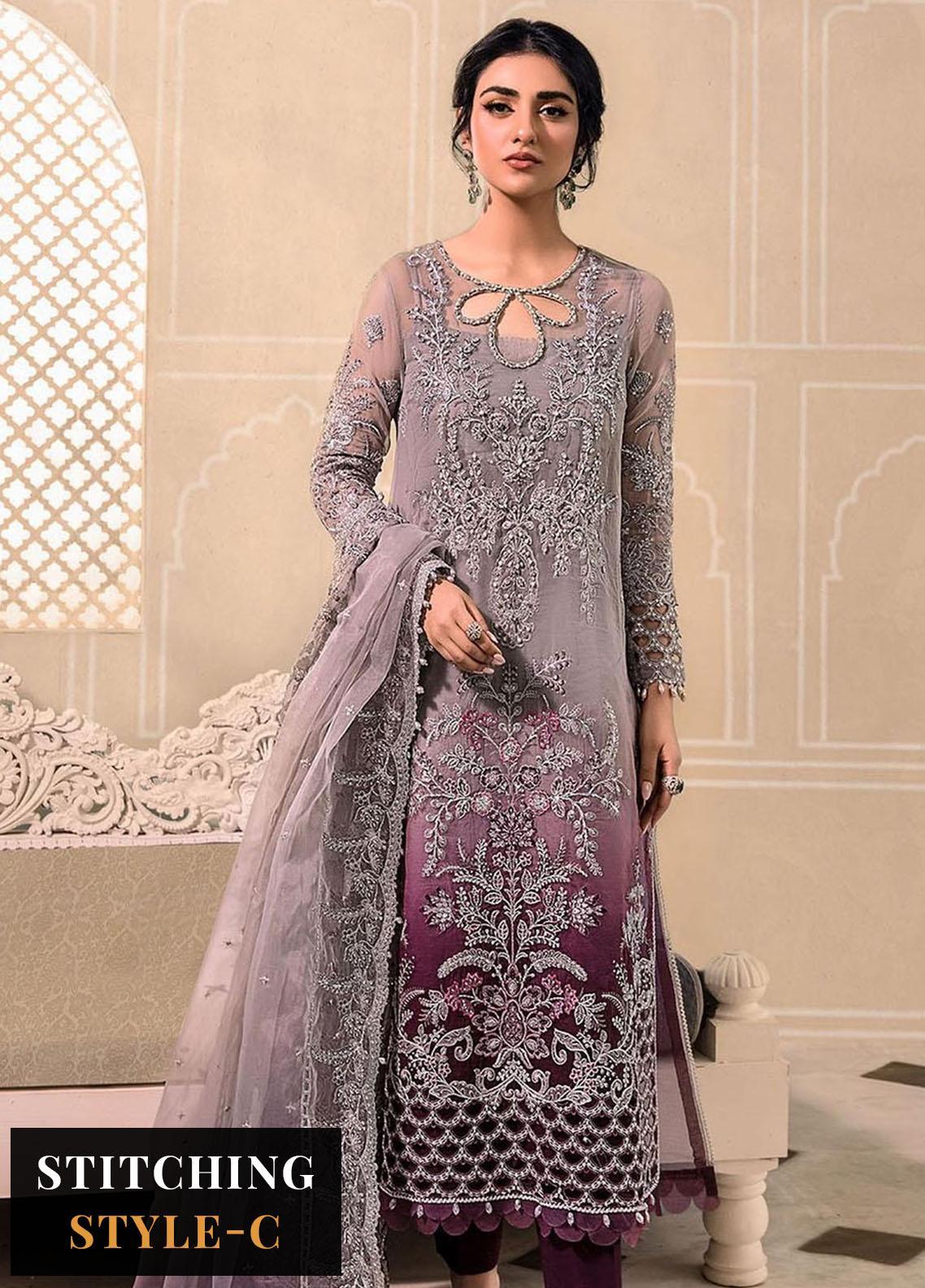 Maria B Embroidered Organza Suits Unstitched 4 Piece D5 - Luxury Collection Brand Mafia by Zonash