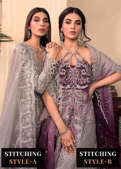 Maria B Embroidered Organza Suits Unstitched 4 Piece D5 - Luxury Collection Brand Mafia by Zonash