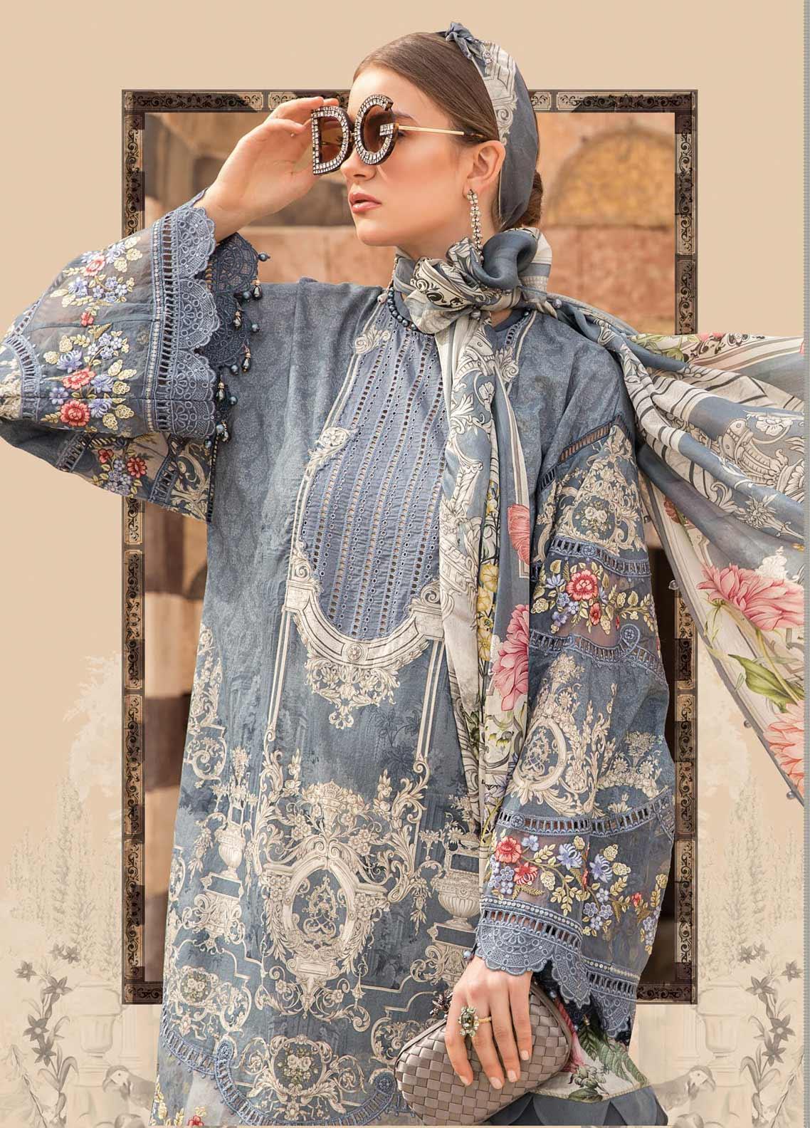 Maria B Unstitched 3 Piece Embroidered Lawn Suit MB21L 15-B - Summer Collection Brand Mafia by Zonash