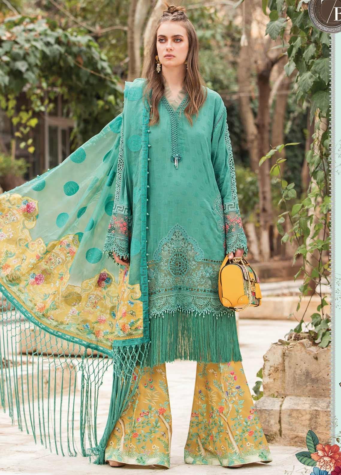 Maria B Unstitched 3 Piece Embroidered Lawn Suit MB21L 7-B - Summer Collection Brand Mafia by Zonash