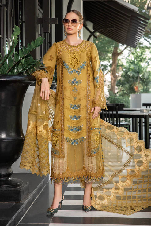 Maria B Unstitched 3 Piece Embroidered Lawn Suit MB23LE D-06 Royal Amber - Eid Collection Brand Mafia by Zonash