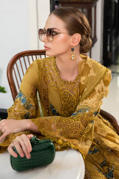 Maria B Unstitched 3 Piece Embroidered Lawn Suit MB23LE D-06 Royal Amber - Eid Collection Brand Mafia by Zonash