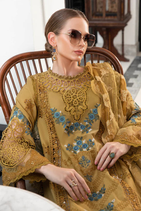 Maria B Unstitched 3 Piece Embroidered Lawn Suit MB23LE D-06 Royal Amber - Eid Collection Brand Mafia by Zonash