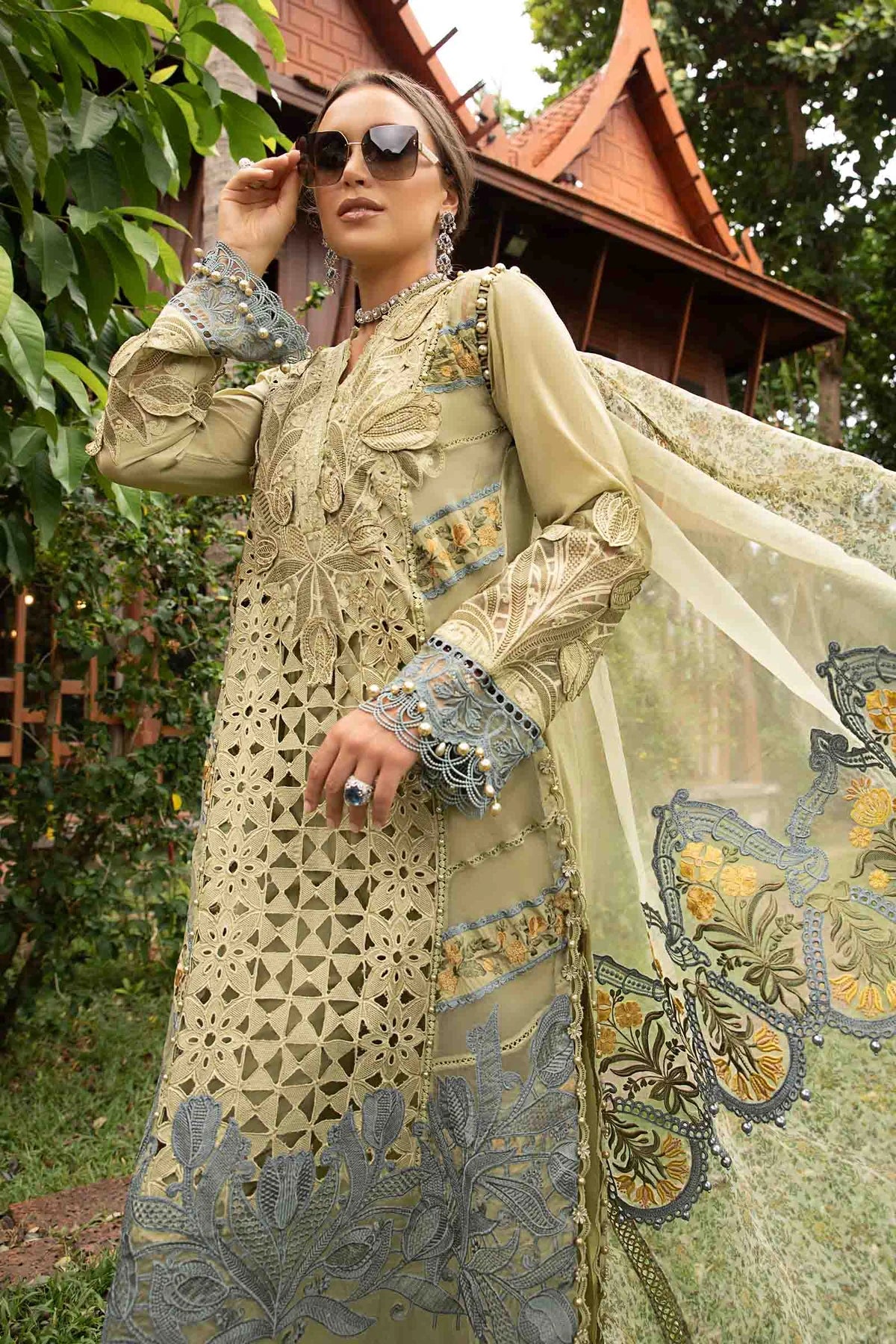 Maria B Unstitched 3 Piece Embroidered Lawn Suit MB24E D-10 - Luxury Collection - Brand Mafia by Zonash