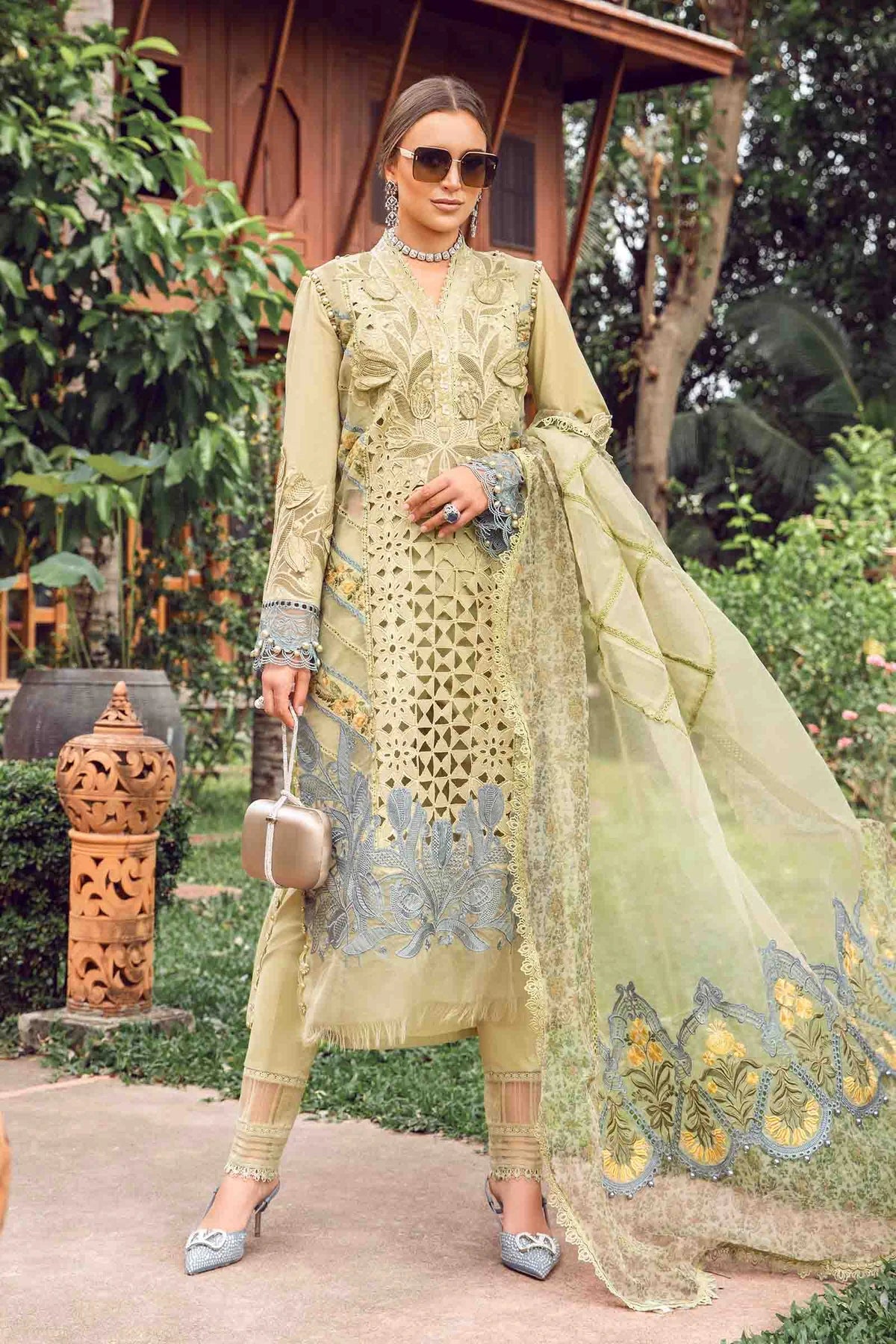 Maria B Unstitched 3 Piece Embroidered Lawn Suit MB24E D-10 - Luxury Collection - Brand Mafia by Zonash