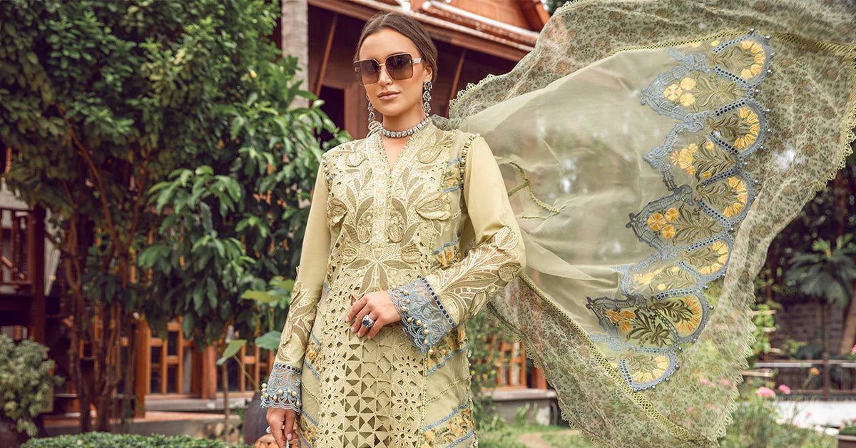 Maria B Unstitched 3 Piece Embroidered Lawn Suit MB24E D-10 - Luxury Collection - Brand Mafia by Zonash