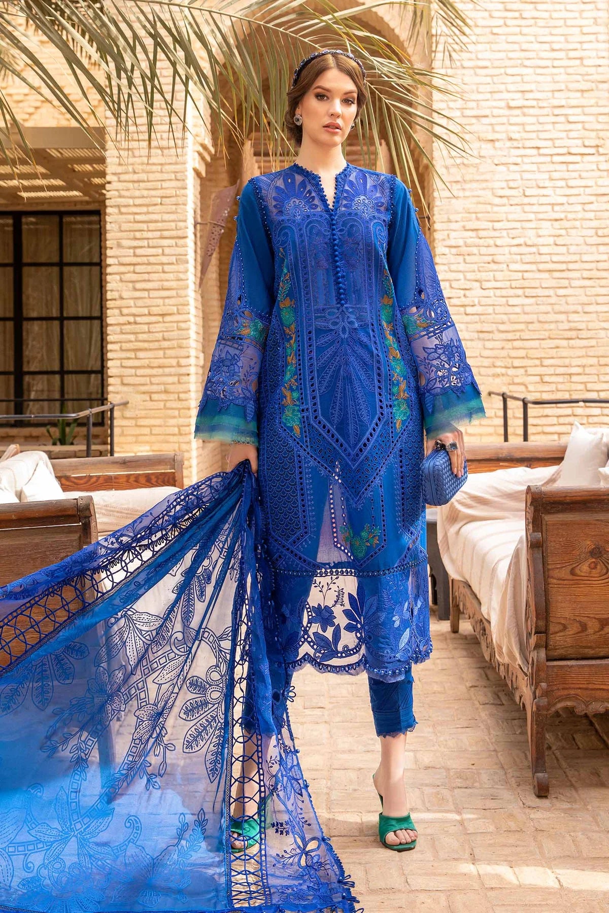 Maria B Unstitched 3 Piece Embroidered Lawn Suit MB24LL 04B - Luxury Lawn Collection Brand Mafia by Zonash