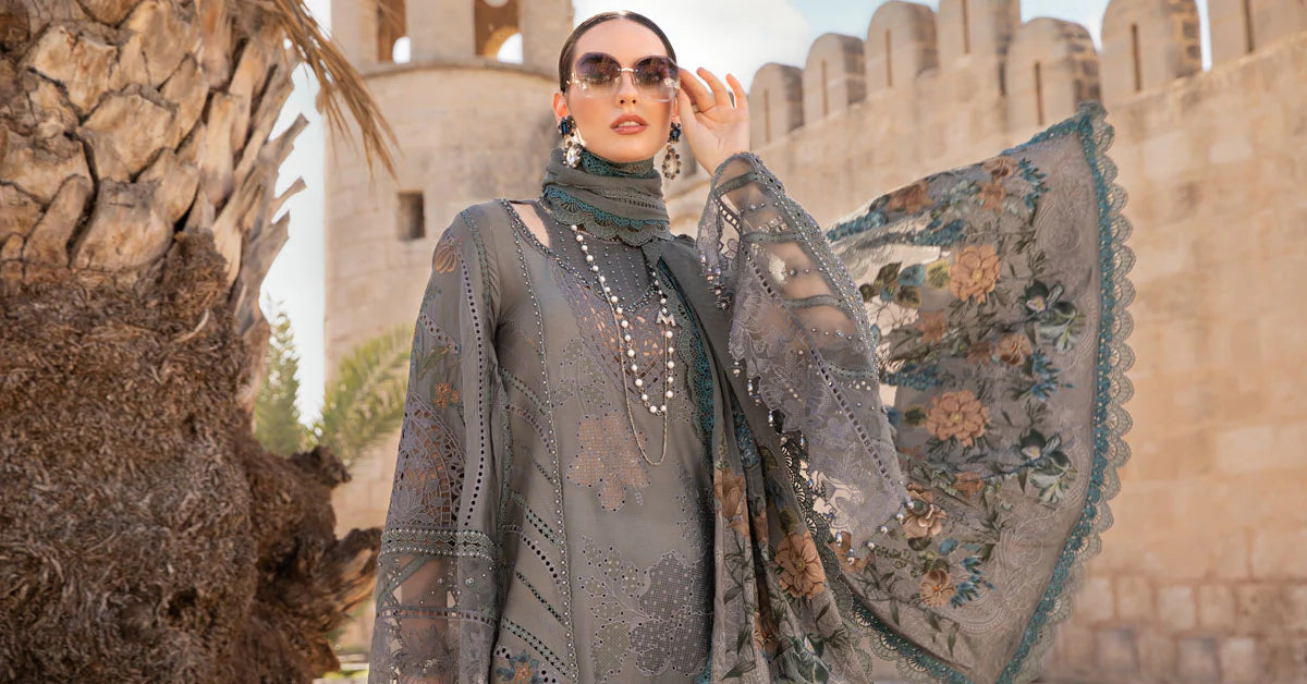 Maria B Unstitched 3 Piece Embroidered Lawn Suit MB24LL 07B - Luxury Lawn Collection Brand Mafia by Zonash