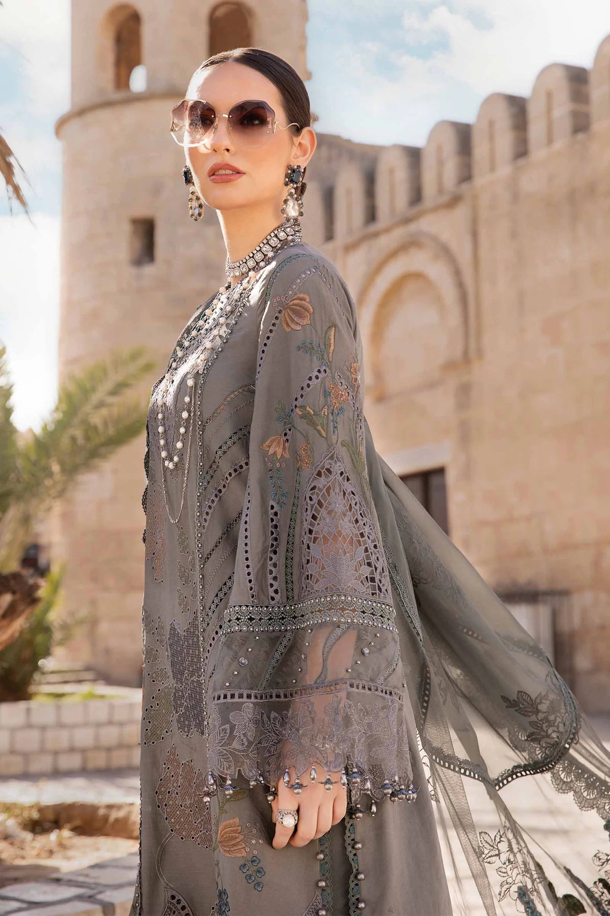 Maria B Unstitched 3 Piece Embroidered Lawn Suit MB24LL 07B - Luxury Lawn Collection Brand Mafia by Zonash