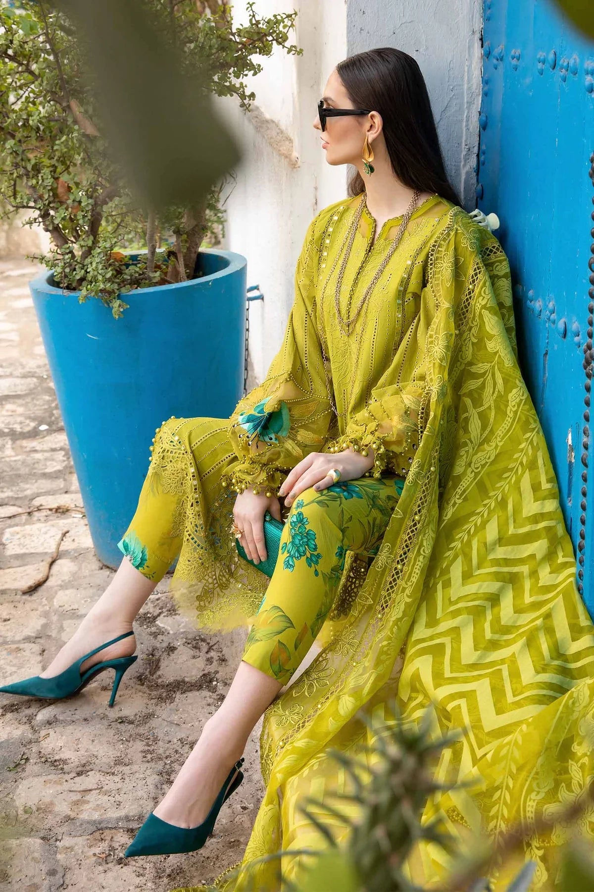 Maria B Unstitched 3 Piece Embroidered Lawn Suit MB24LL 08A - Luxury Lawn Collection Brand Mafia by Zonash