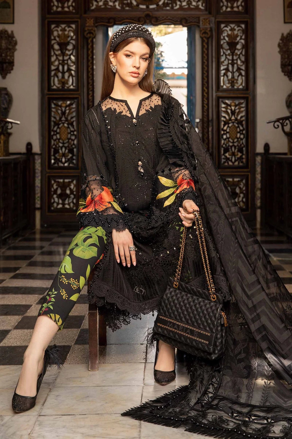 Maria B Unstitched 3 Piece Embroidered Lawn Suit MB24LL 08B - Luxury Lawn Collection Brand Mafia by Zonash