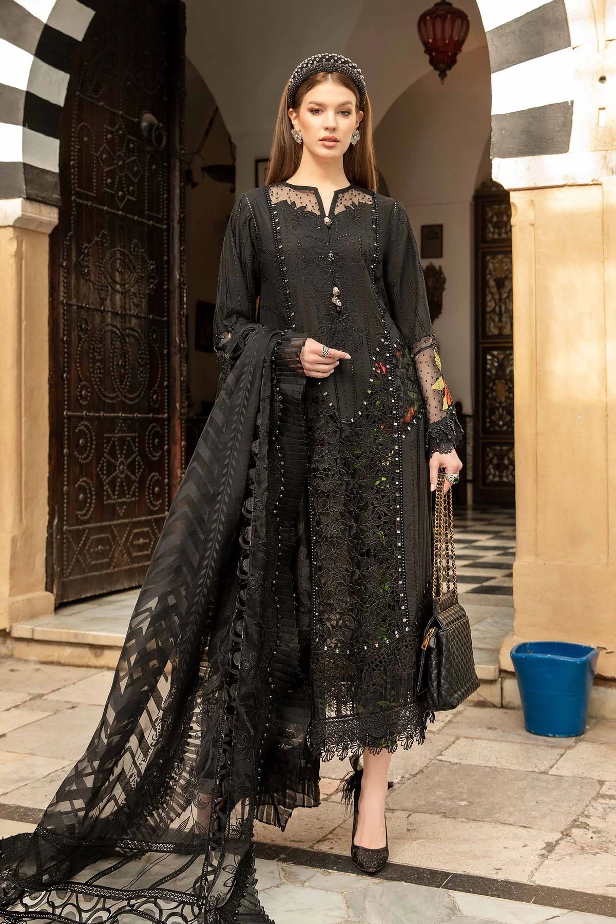 Maria B Unstitched 3 Piece Embroidered Lawn Suit MB24LL 08B - Luxury Lawn Collection Brand Mafia by Zonash