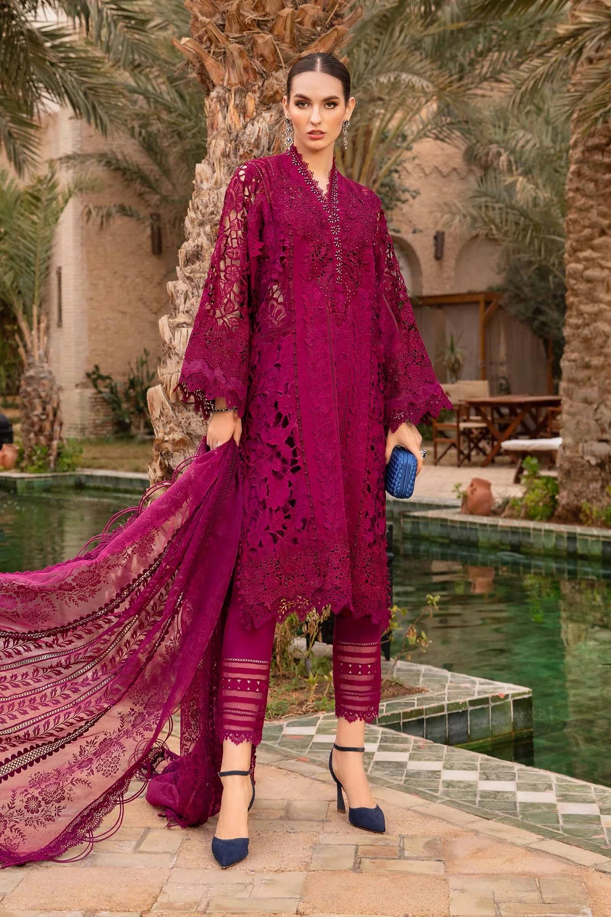 Maria B Unstitched 3 Piece Embroidered Lawn Suit MB24LL 09B - Luxury Lawn Collection Brand Mafia by Zonash