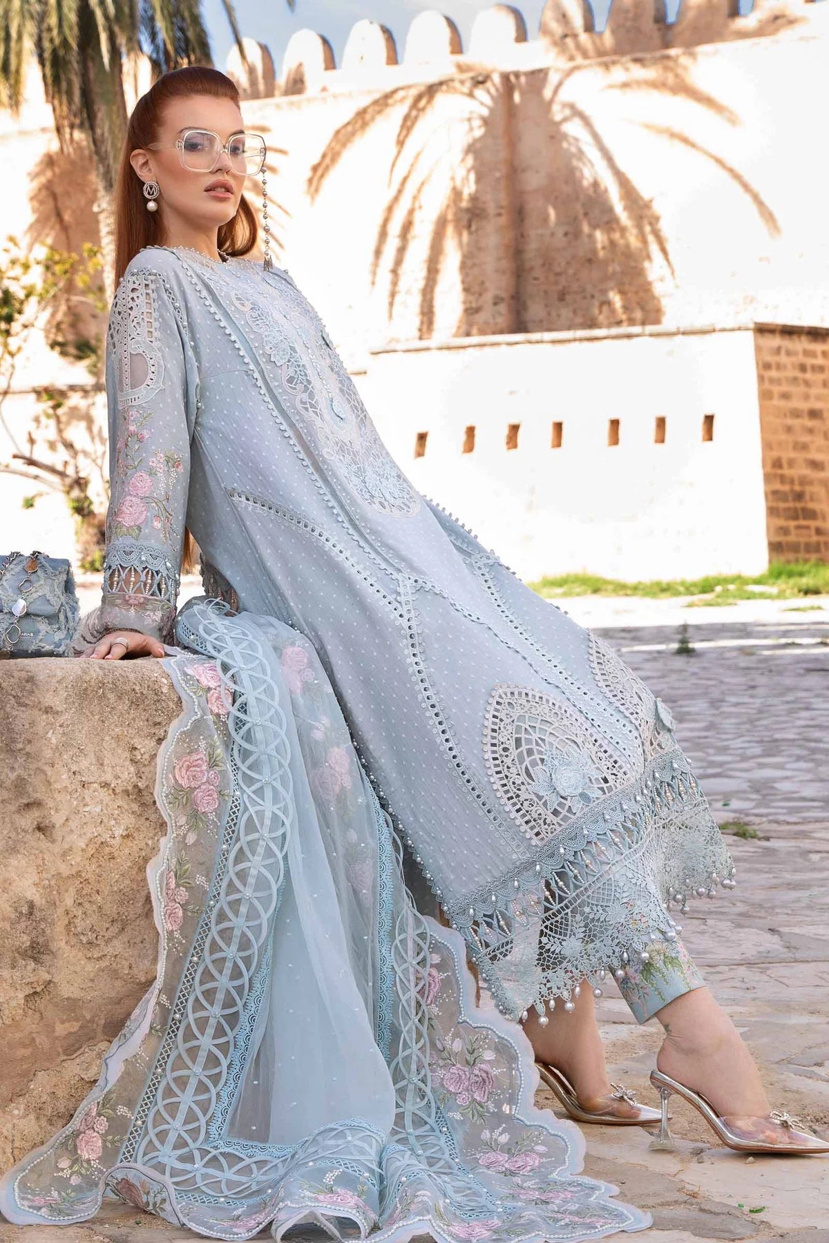 Maria B Unstitched 3 Piece Embroidered Lawn Suit MB24LL 10B - Luxury Lawn Collection Brand Mafia by Zonash