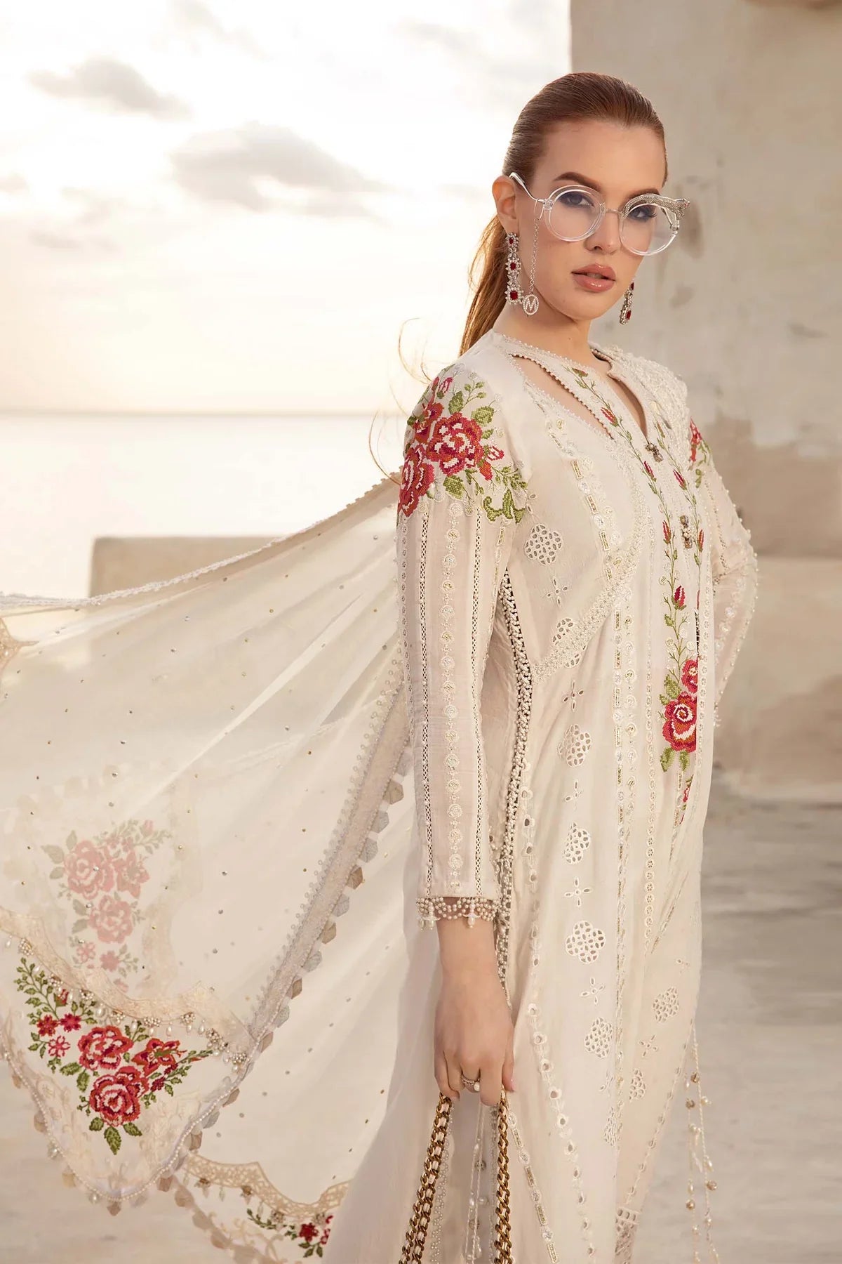 Maria B Unstitched 3 Piece Embroidered Lawn Suit MB24LL 12A - Luxury Lawn Collection Brand Mafia by Zonash