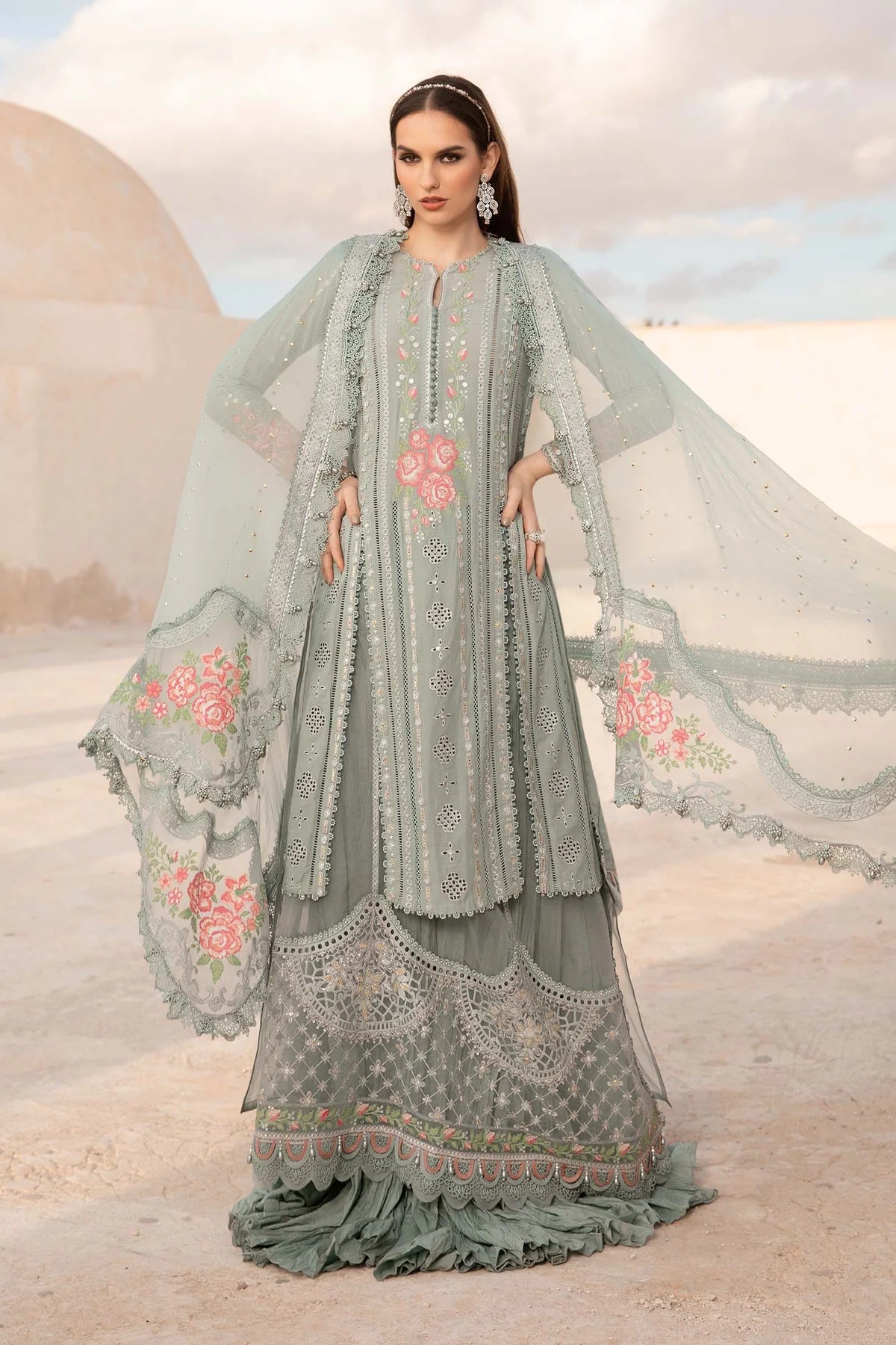 Maria B Unstitched 3 Piece Embroidered Lawn Suit MB24LL 12B - Luxury Lawn Collection Brand Mafia by Zonash