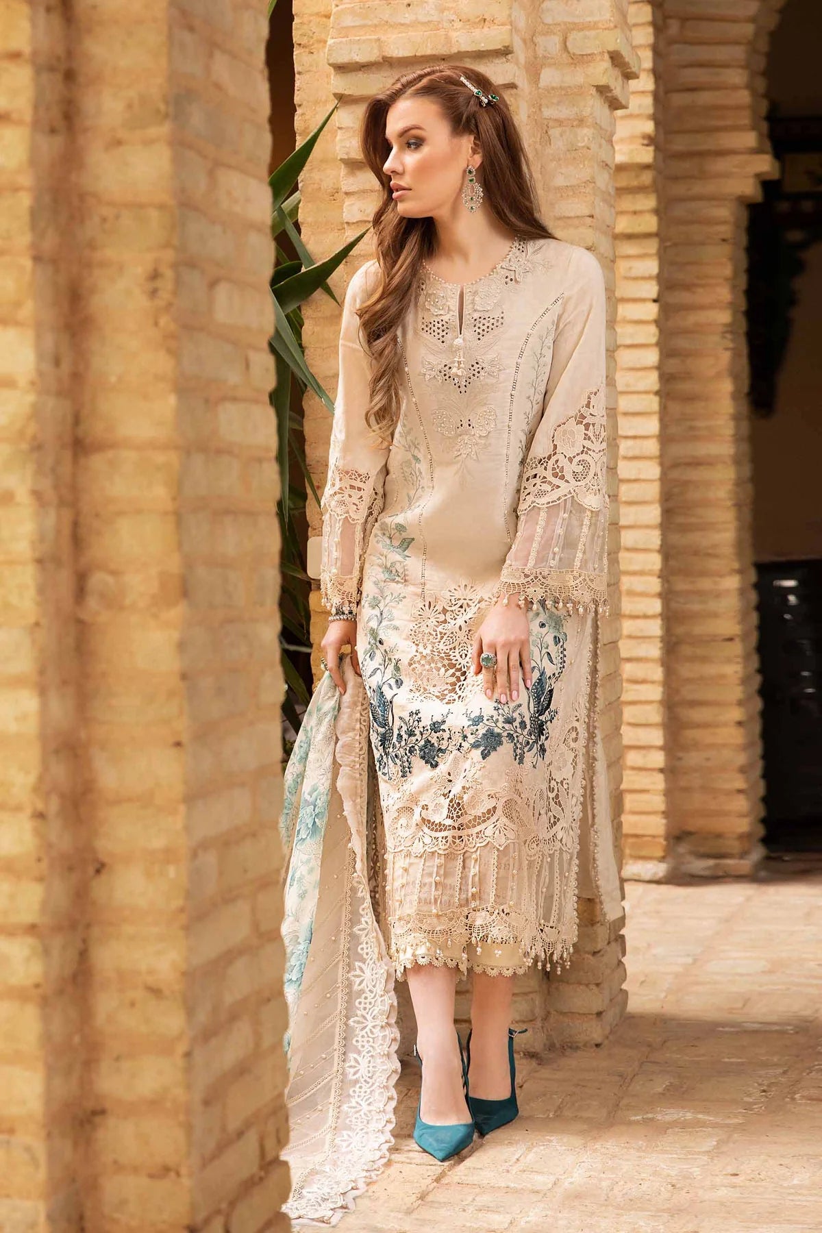 Maria B Unstitched 3 Piece Embroidered Lawn Suit MB24LL 14B - Luxury Lawn Collection Brand Mafia by Zonash