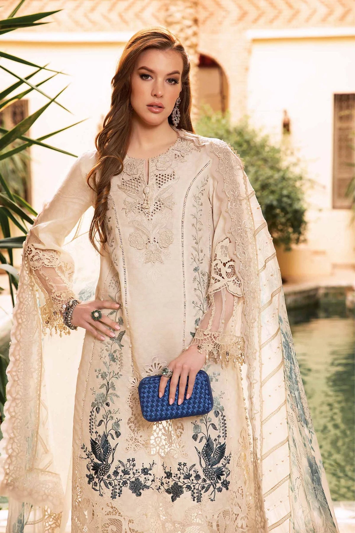 Maria B Unstitched 3 Piece Embroidered Lawn Suit MB24LL 14B - Luxury Lawn Collection Brand Mafia by Zonash