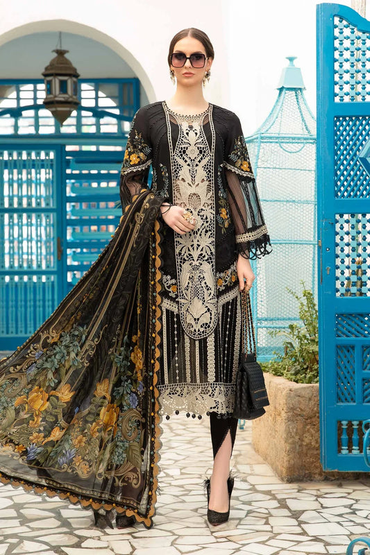 Maria B Unstitched 3 Piece Embroidered Lawn Suit MB24LL 15B - Luxury Lawn Collection Brand Mafia by Zonash