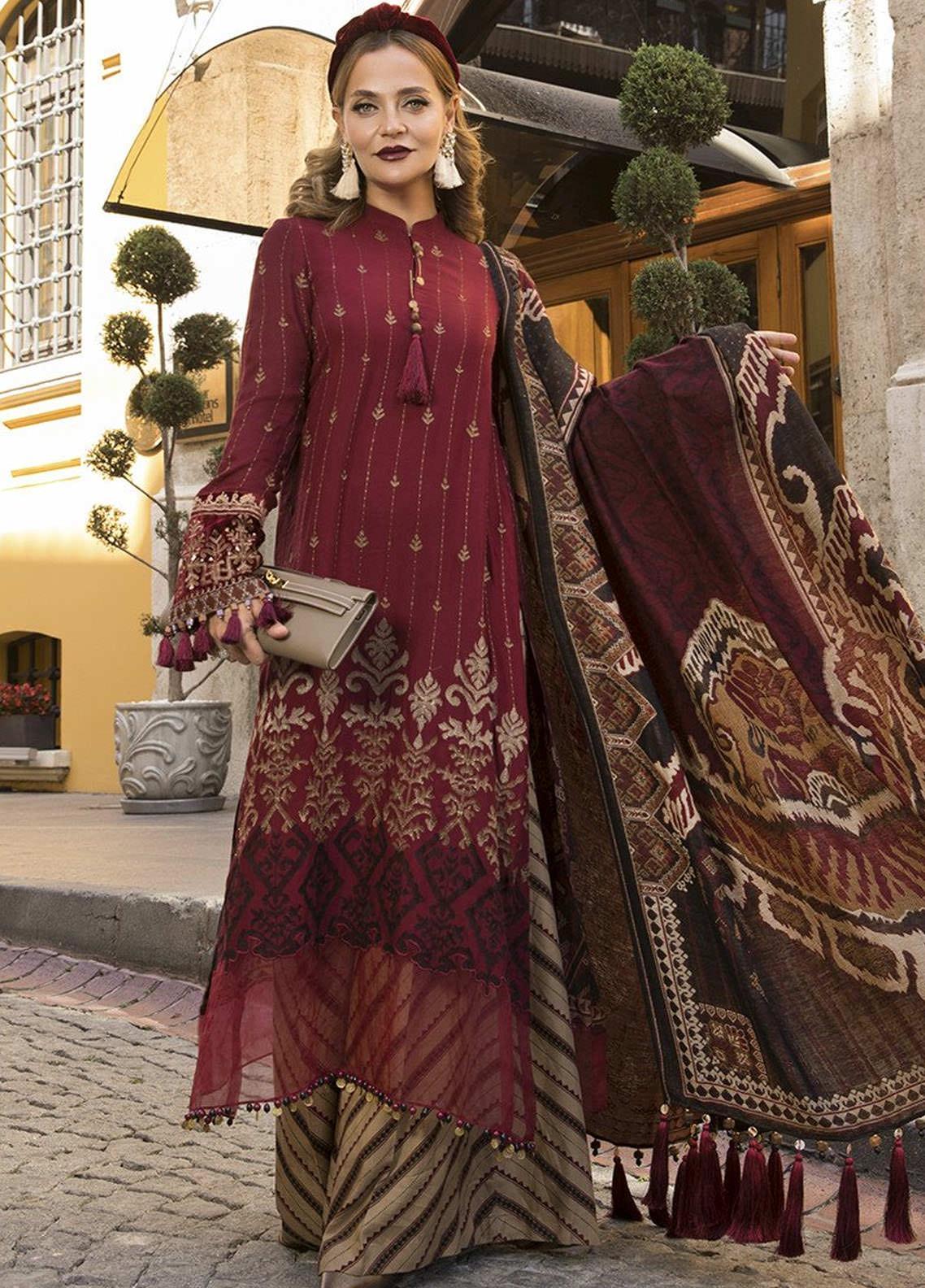 Maria B Unstitched 3 Piece Embroidered Linen Suit MB20WL DL-807 - Winter Collection Brand Mafia by Zonash