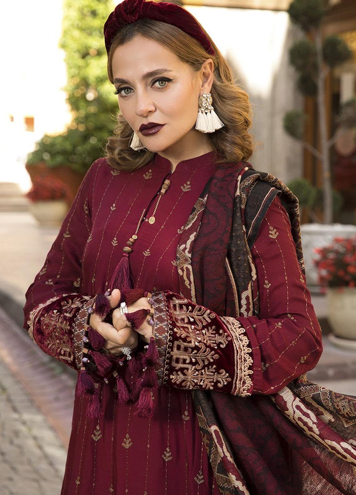 Maria B Unstitched 3 Piece Embroidered Linen Suit MB20WL DL-807 - Winter Collection Brand Mafia by Zonash