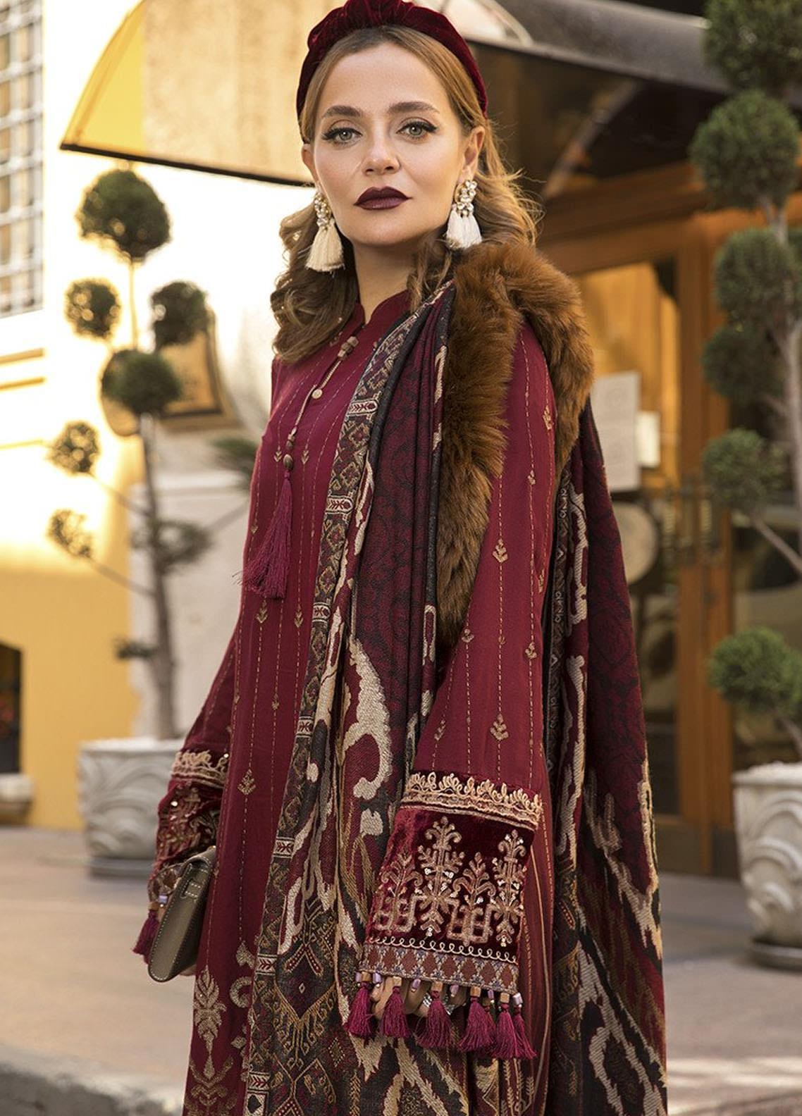 Maria B Unstitched 3 Piece Embroidered Linen Suit MB20WL DL-807 - Winter Collection Brand Mafia by Zonash