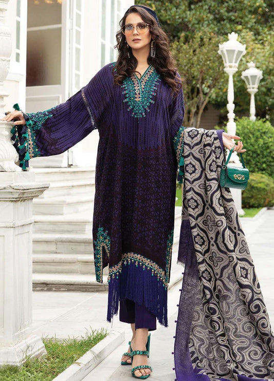 Maria B Unstitched 3 Piece Embroidered Linen Suit MB21W DL-905 - Winter Collection Brand Mafia by Zonash