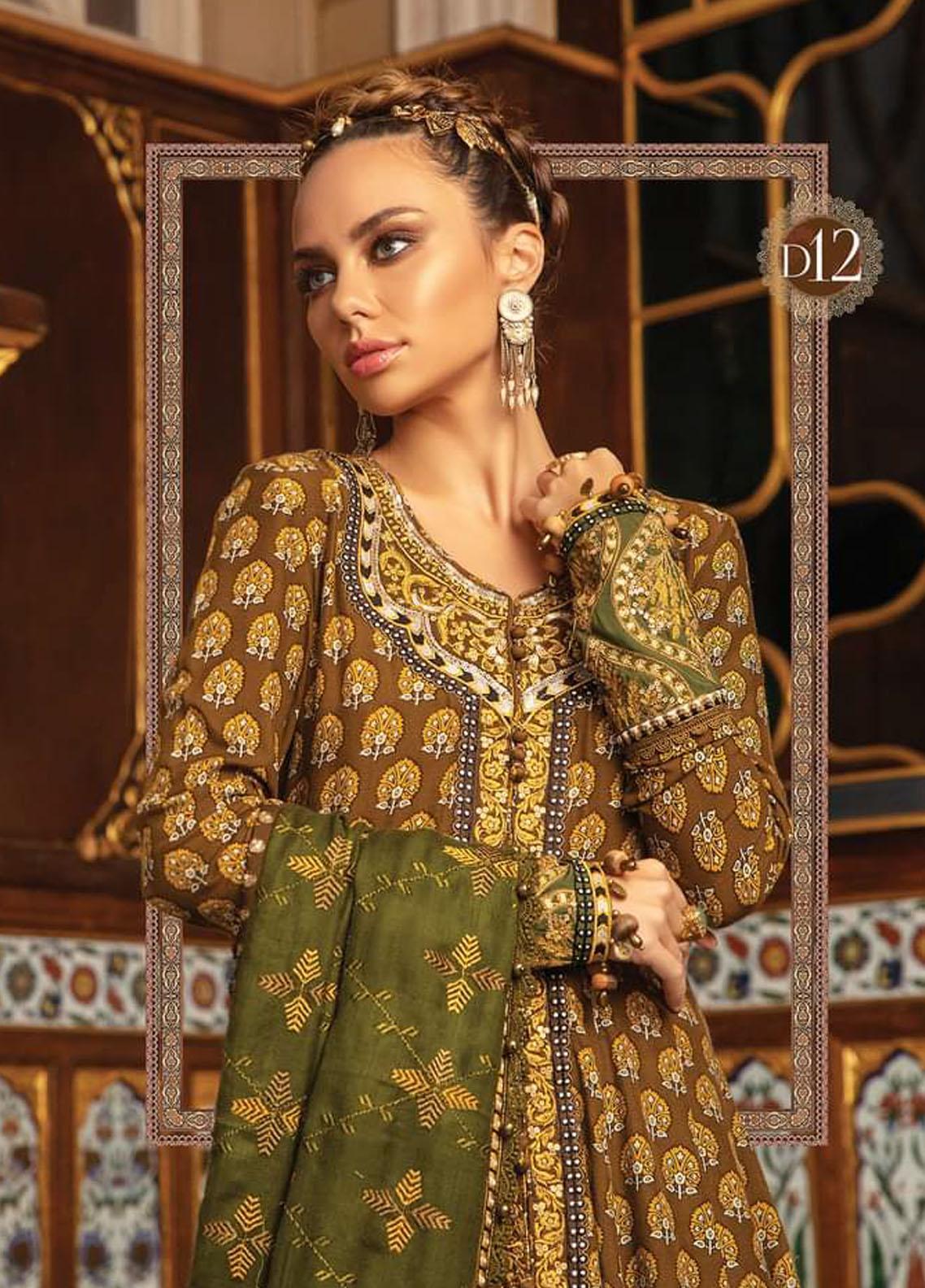 Maria B Unstitched 3 Piece Embroidered Linen Suit MB21W DL-912 - Winter Collection Brand Mafia by Zonash