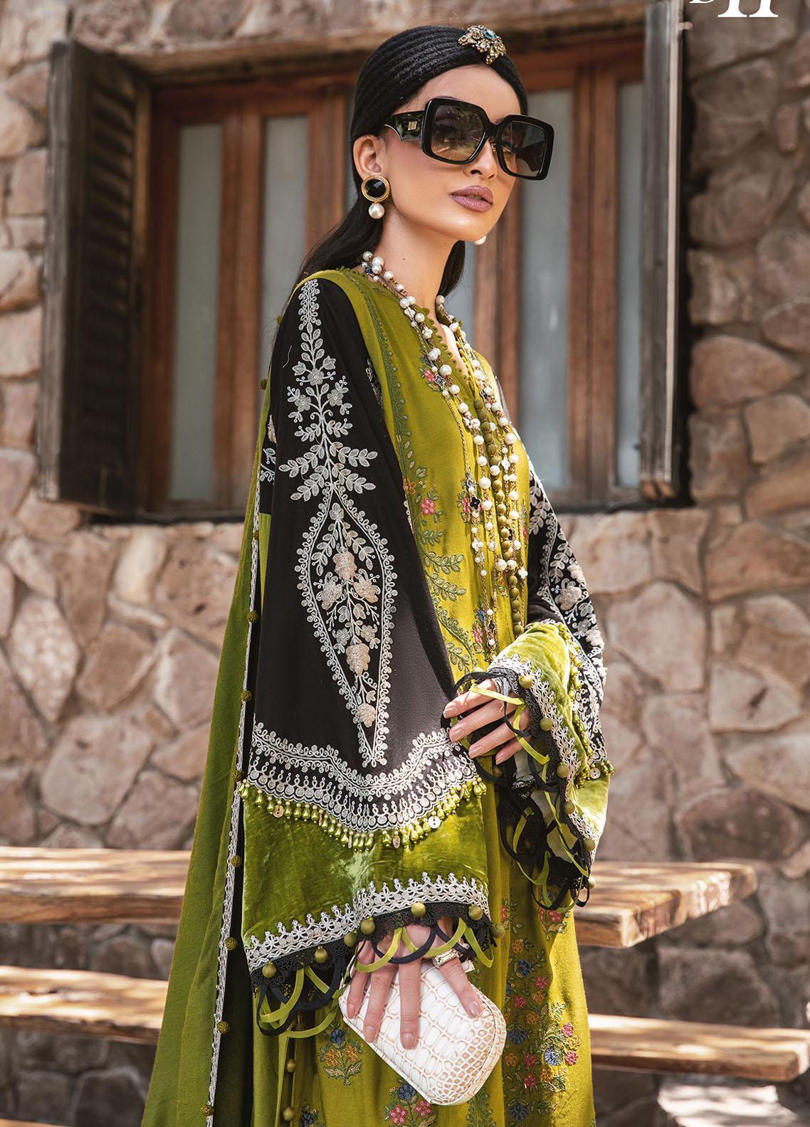 Maria B Unstitched 3 Piece Embroidered Linen Suit MB22LN D11 - Winter Collection Brand Mafia by Zonash