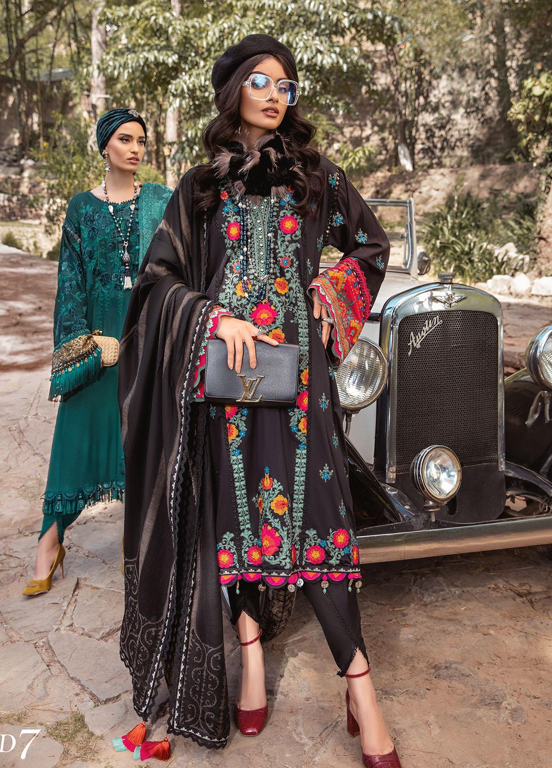 Maria B Unstitched 3 Piece Embroidered Linen Suit MB22LN D7 - Winter Collection Brand Mafia by Zonash