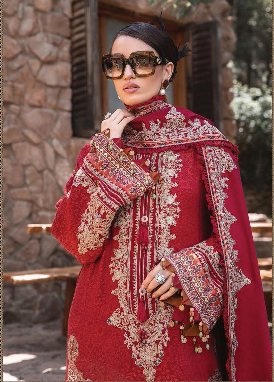 Maria B Unstitched 3 Piece Embroidered Linen Suit MB22LN D8 - Winter Collection Brand Mafia by Zonash