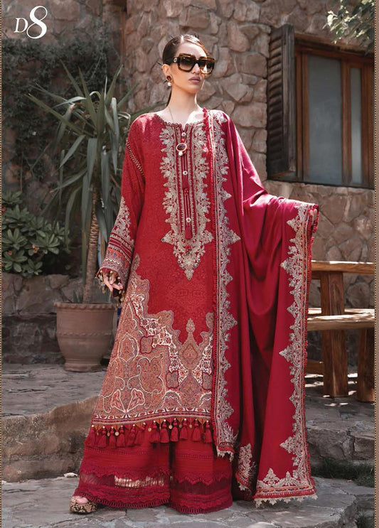 Maria B Unstitched 3 Piece Embroidered Linen Suit MB22LN D8 - Winter Collection Brand Mafia by Zonash