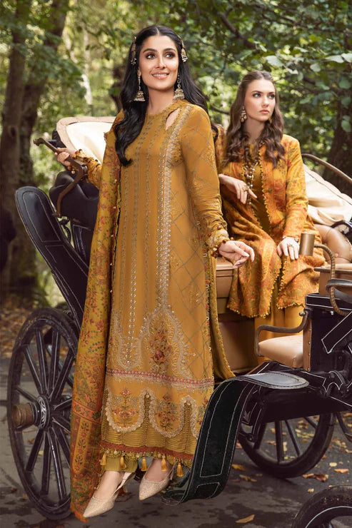 Maria B Unstitched 3 Piece Embroidered Linen Suit MB23LN D10 - Luxury Winter Collection Brand Mafia by Zonash