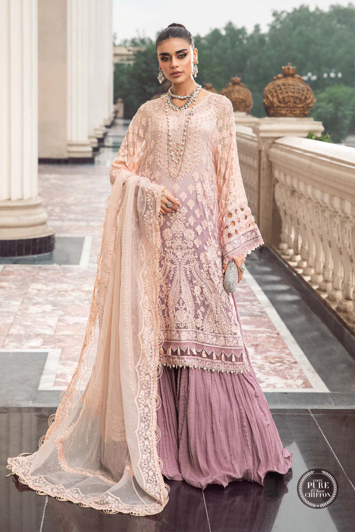 Maria B Unstitched 4 Piece Embroidered Chiffon Suits MB23SC D3 Lilac - Luxury Collection Brand Mafia by Zonash