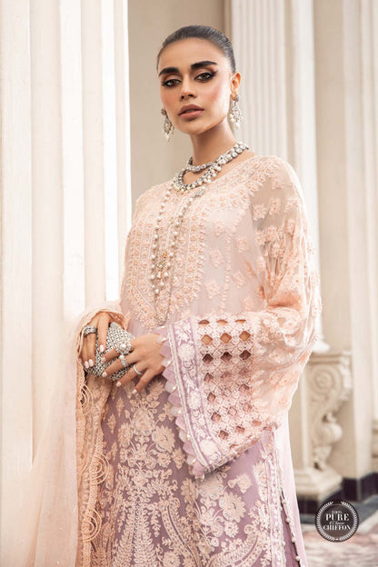 Maria B Unstitched 4 Piece Embroidered Chiffon Suits MB23SC D3 Lilac - Luxury Collection Brand Mafia by Zonash