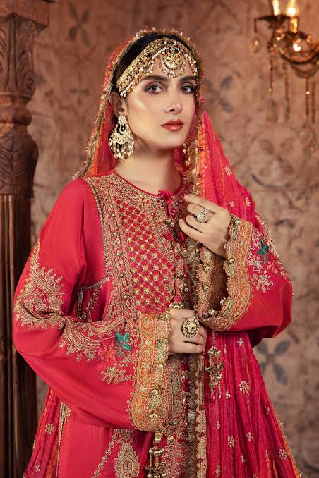 Mbroidered By Maria B Embroidered Raw Silk Aqua and Salmon pink Suit Unstitched 3 Piece D2 - Wedding Collection Brand Mafia by Zonash