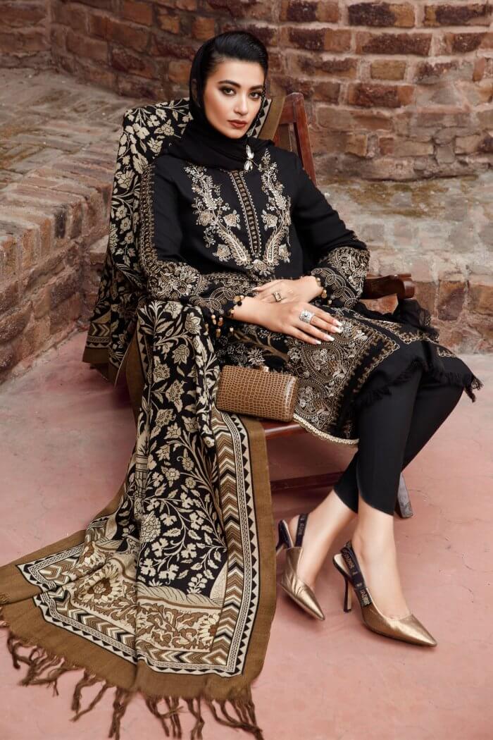 Mprints by Maria B Unstitched 3 Piece Embroidered Linen Suit MB22MW 6B - Winter Collection Brand Mafia by Zonash