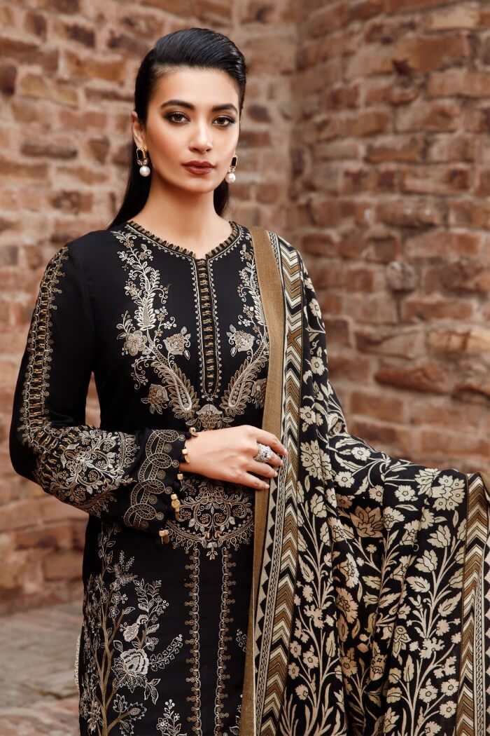 Mprints by Maria B Unstitched 3 Piece Embroidered Linen Suit MB22MW 6B - Winter Collection Brand Mafia by Zonash