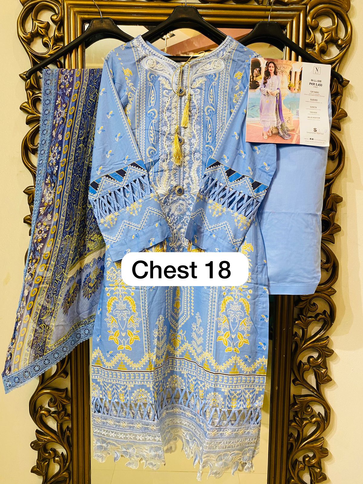 Naushad Imdad Stitched 3 Piece Embroidered Jacquard Suit - Cashmere Blue NI-LL-008 - Luxury Collection Brand Mafia by Zonash