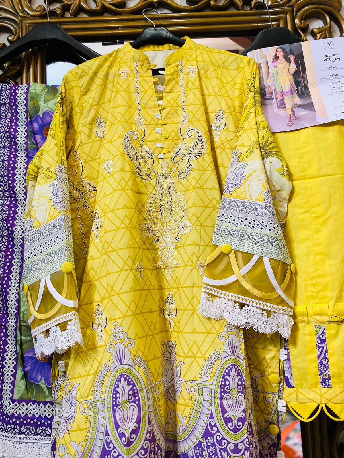 Naushad Imdad Stitched 3 Piece Embroidered Jacquard Suit - Illuminating Yellow NI-LL-002 - Luxury Collection Brand Mafia by Zonash