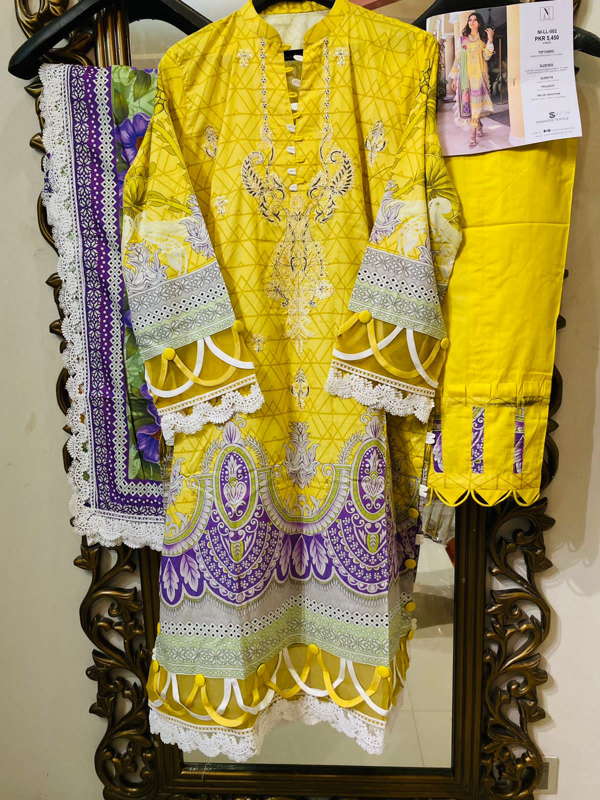 Naushad Imdad Stitched 3 Piece Embroidered Jacquard Suit - Illuminating Yellow NI-LL-002 - Luxury Collection Brand Mafia by Zonash